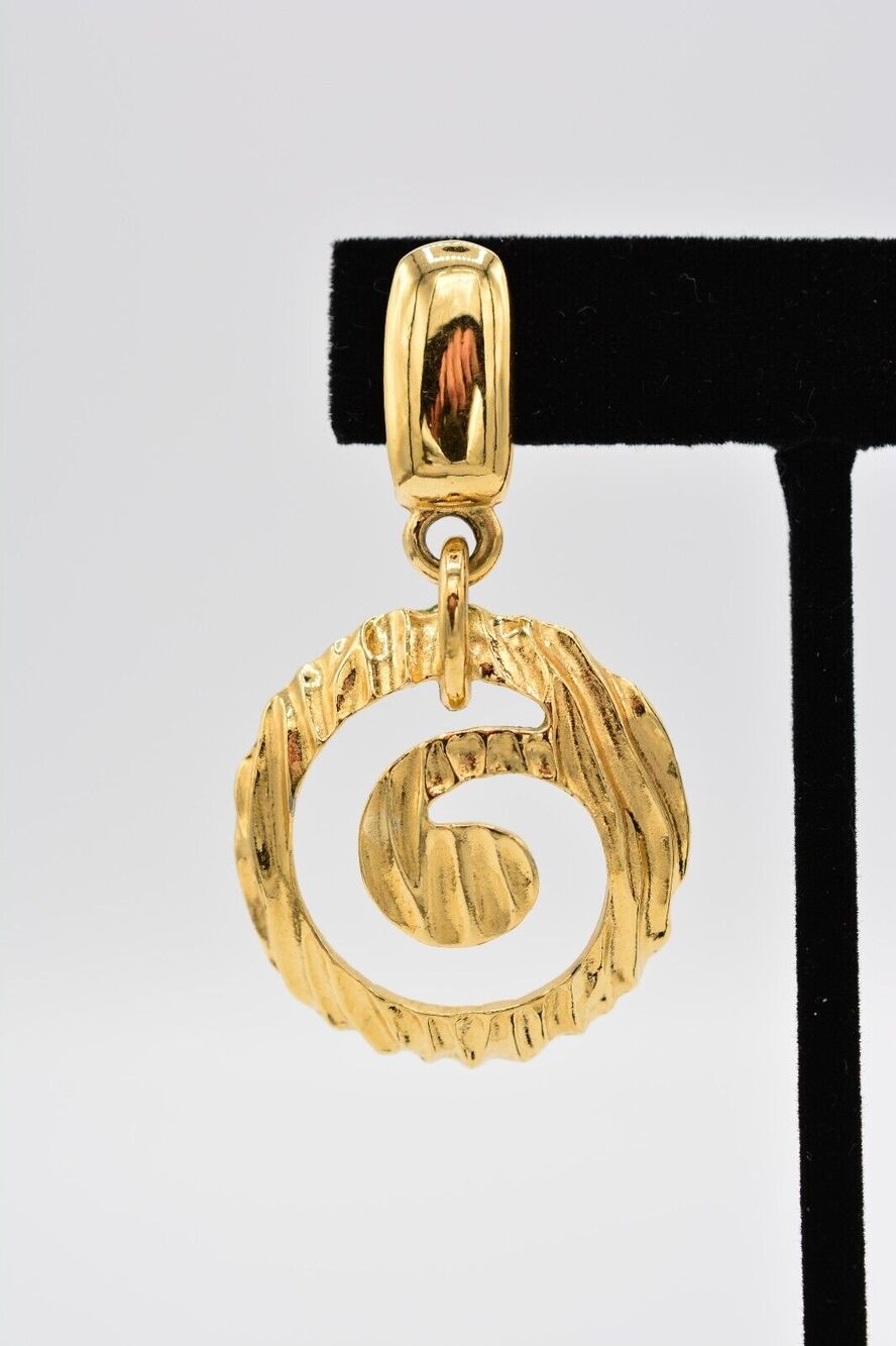 Givenchy Vintage Swirl Dangle Earrings Brushed Gold Dangle Signed 1980s BinAK